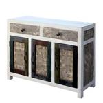 Armoire basse Goa White Acacia massif - Multicolore