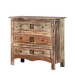 Commode India Avec tiroirs Bois massif verni (90 cm) 3 bois