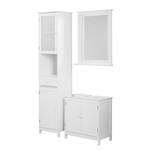 Ensemble Turin Blanc - 3 éléments : meuble lavabo, armoire à miroir, armoire haute