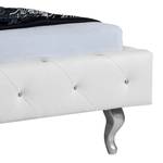 Gestoffeerd bed San Diego kunstleer/diamant imitatie - Wit - 140 x 200cm