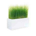 Kunstpflanze Gras im Pflanztopf Kunststoff/Keramik - Grün/Weiß