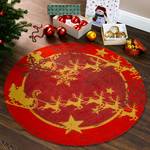 Kurzflor Weihnachtsteppich Rund Rot - Textil - 100 x 100 cm