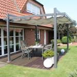 Pergola Sarare geweven stof/aluminium - lichtgrijs/antracietkleurig