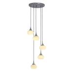 Suspension LED Métal / Verre Argenté 5 ampoules