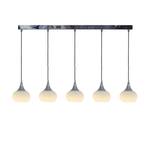 Suspension LED Métal / Verre Argenté 5 ampoules