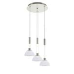 Suspension LED Montefio I Verre albâtre / Acier inoxydable - 3 ampoules