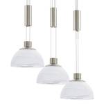 Suspension LED Montefio I Verre albâtre / Acier inoxydable - 3 ampoules