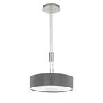 LED-Pendelleuchte Romao I Leinen / Stahl - 1-flammig - Grau - Durchmesser Lampenschirm: 53 cm