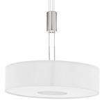 LED-Pendelleuchte Romao I Leinen / Stahl - 1-flammig - Weiß - Durchmesser Lampenschirm: 53 cm