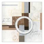 Leinwand circle in square II Beige - Multicolor - Naturfaser - 100 x 100 x 4 cm