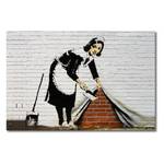 Foto op canvas Banksy No. 19 canvas - wit/zwart