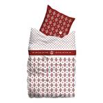 Biancheria da letto in lino Flourish Bianco / Rosso - 135 x 200 cm + cuscino 80 x 80 cm