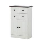 Armoire basse Senna I Pin massif - Blanc / Havanna