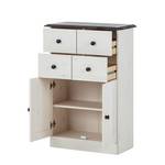 Armoire basse Senna I Pin massif - Blanc / Havanna