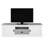 Meuble TV Neely Pin massif - Blanc / Gris