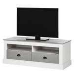 Meuble TV Neely I Pin massif - Blanc / Gris