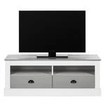 Meuble TV Neely I Pin massif - Blanc / Gris