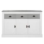 Sideboard Neely Kiefer massiv - Weiß / Grau