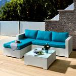 Tuinmeubelset Paradise Lounge (3-delige set) - polyrotan / textiel - wit / turquoise