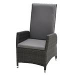 Loungefauteuil Lesura I echt leer/polyrotan - grijs/bruin