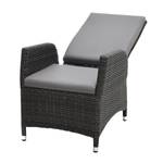 Loungefauteuil Lesura I echt leer/polyrotan - grijs/bruin