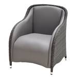 Loungefauteuil Lesura III echt leer/polyrotan - grijs/bruin