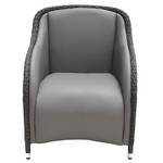 Loungefauteuil Lesura III echt leer/polyrotan - grijs/bruin