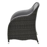 Loungefauteuil Lesura III echt leer/polyrotan - grijs/bruin