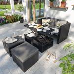 Loungeset Grap (4-teilig) Webstoff / Polyrattan - Anthrazit / Grau