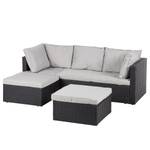 Loungesofa Anda (3-teilig) Webstoff / Polyrattan - Hellgrau / Schwarz