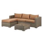 Loungebank Paradise Lounge 2-delige set - antracietkleurig polyrotan/cognackleurig