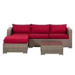 Loungebank Paradise Lounge antracietkleurig polyrotan/rood