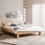 Massief houten bed AresWOOD Wit geolied eikenhout - 160 x 200cm - Met hoofdeinde
