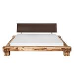 Massief houten bed Cali III massief acaciahout/kunstleer - acaciahout/bruin - 140 x 200cm