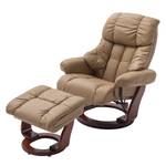 Fauteuil de relaxation Grunewald Avec repose-pieds - Cuir véritable / Imitation cuir - Marron / Imitation Noyer