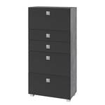 Armoire midi Genf Noir / Gris 5 tiroirs