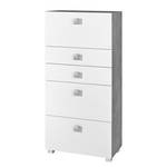 Armoire midi Genf Blanc / Gris 5 tiroirs