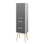 Armoire colonne Oslo Partiellement en hêtre massif - Gris mat - Largeur : 40 cm