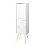 Armoire colonne Oslo Partiellement en hêtre massif - Blanc mat - Largeur : 40 cm