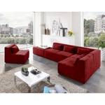 Canapé d'angle modulable Pilmore II Microvelours - Rouge bourgogne