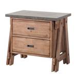 Table de chevet Beton Partiellement en acacia massif - Gris