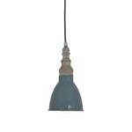 Suspension Delhi Acier / Manguier massif - 1 ampoule - Bleu Gris