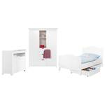 Set risparmio Nina (3 pezzi) Letto, cassettiera e armadio in legno massello di abete rosso bianco