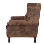 Oorfauteuil Naru bruine antiek leren look