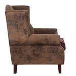 Oorfauteuil Naru bruine antiek leren look