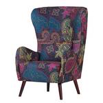 Fauteuil à oreilles Alfie Tissu bleu foncé et rose - Tissu Luta Bleu foncé-Rose vif