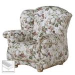 Fauteuil à oreilles Altamura Microfibre - Blanc / Motif floral