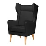 Oorfauteuil Bucoli geweven stof structuurstof - Antraciet - Met hocker