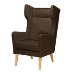 Oorfauteuil Bucoli geweven stof structuurstof - Bruin - Met hocker