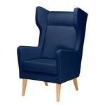 Oorfauteuil Bucoli geweven stof structuurstof - Donkerblauw - Met hocker